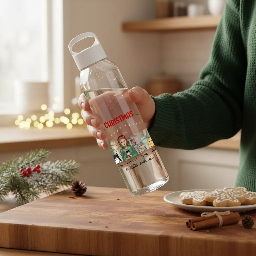 Weihnachten ist schöner mit Katzen Wasserflasche 650 ml