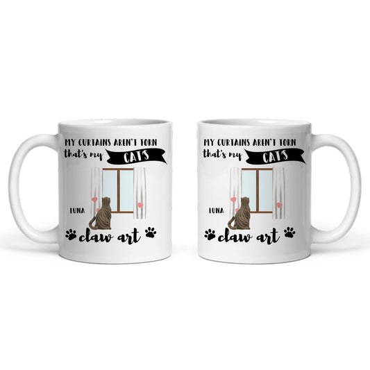 Meine Vorhänge sind nicht zerrissen das ist die Krallenkunst meiner Katze Keramiktasse