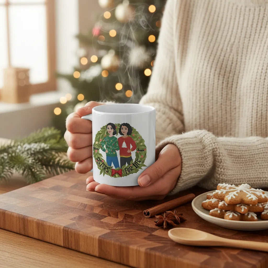 Schwestern fürs Leben Weihnacht Keramiktasse