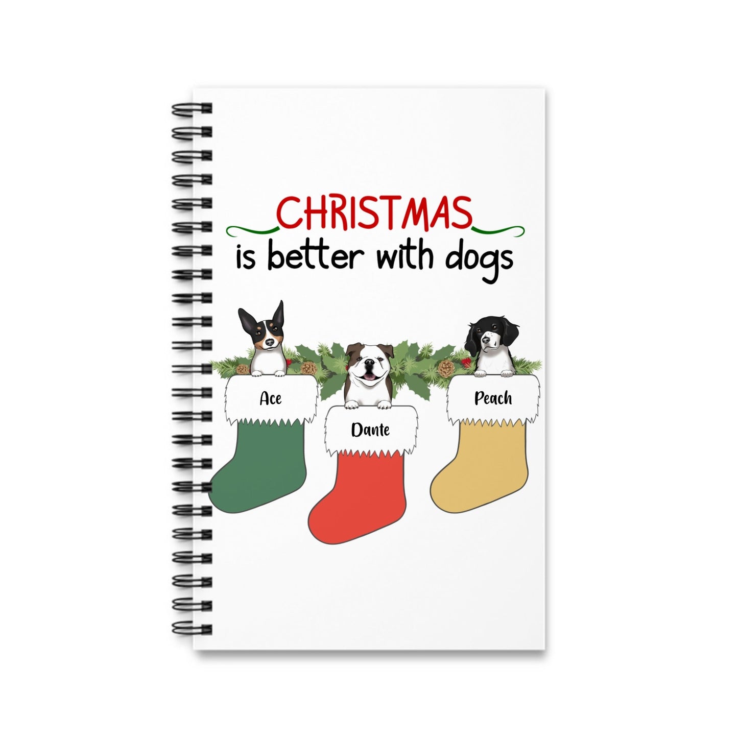 Weihnachten ist schöner mit Hunden Spiralnotizbuch