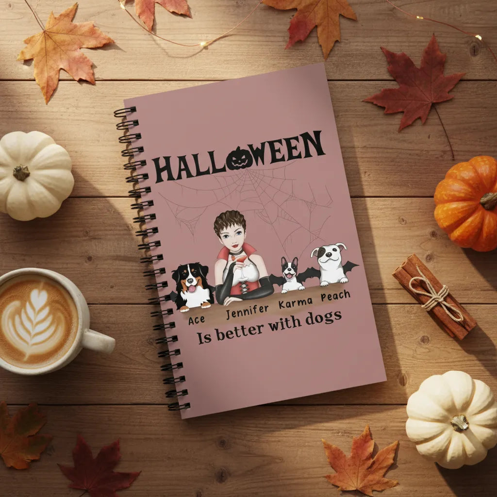 Halloween ist besser mit Hunden Spiralnotizbuch