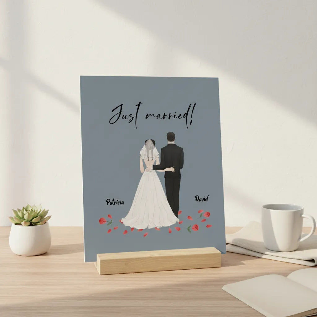 Frisch verheiratet Galerietafel mit Ständer