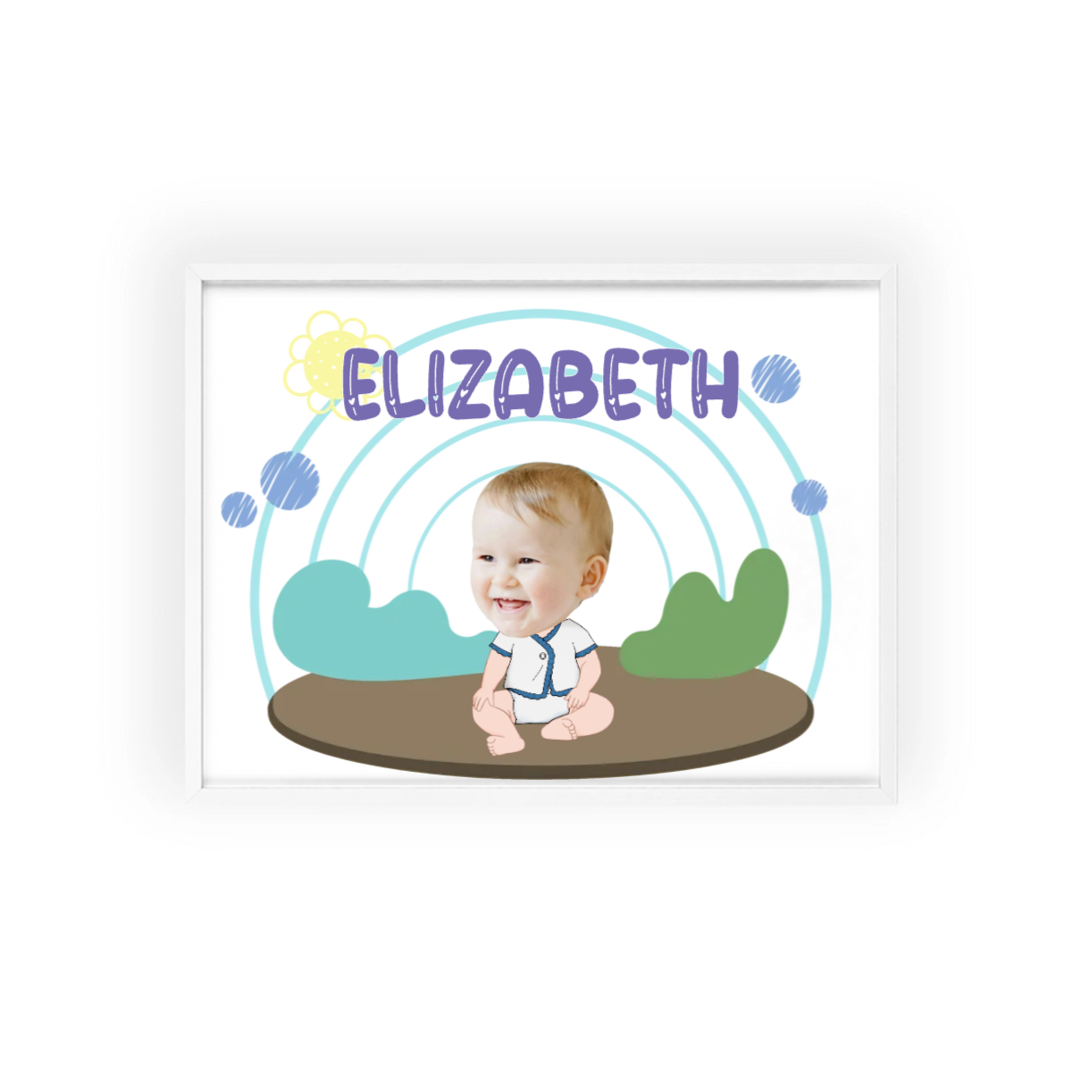 Babygesicht Ausschnitt Poster mit Holzrahmen