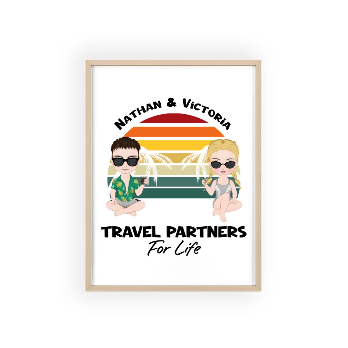 Reisepartner fürs Leben Poster mit Holzrahmen