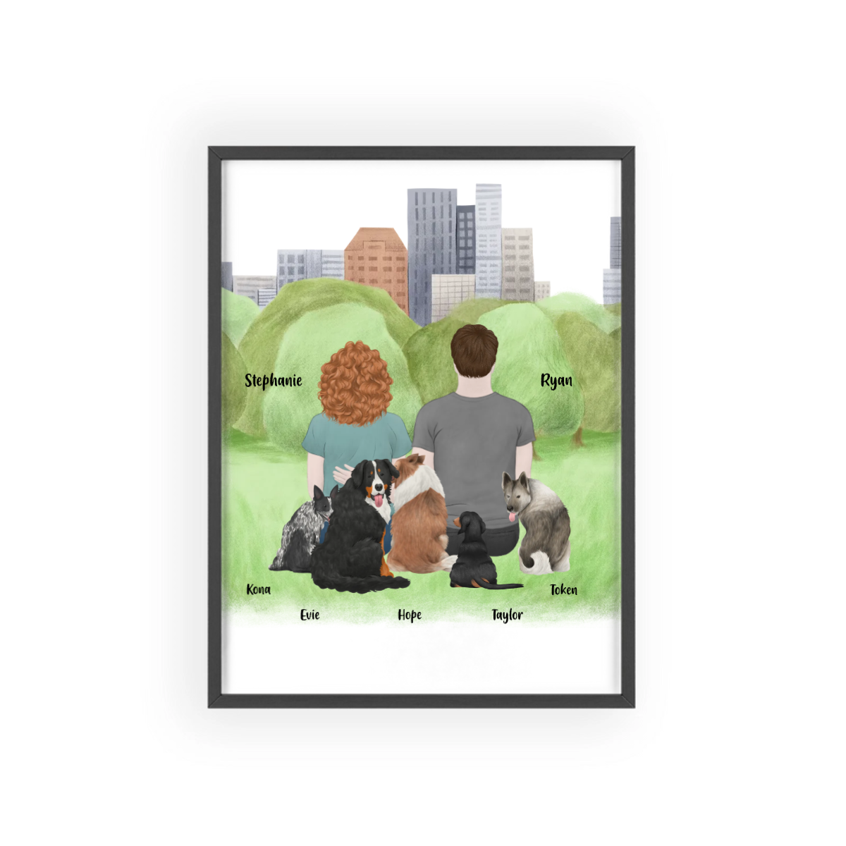 Du, ich und die Hunde Poster mit Holzrahmen