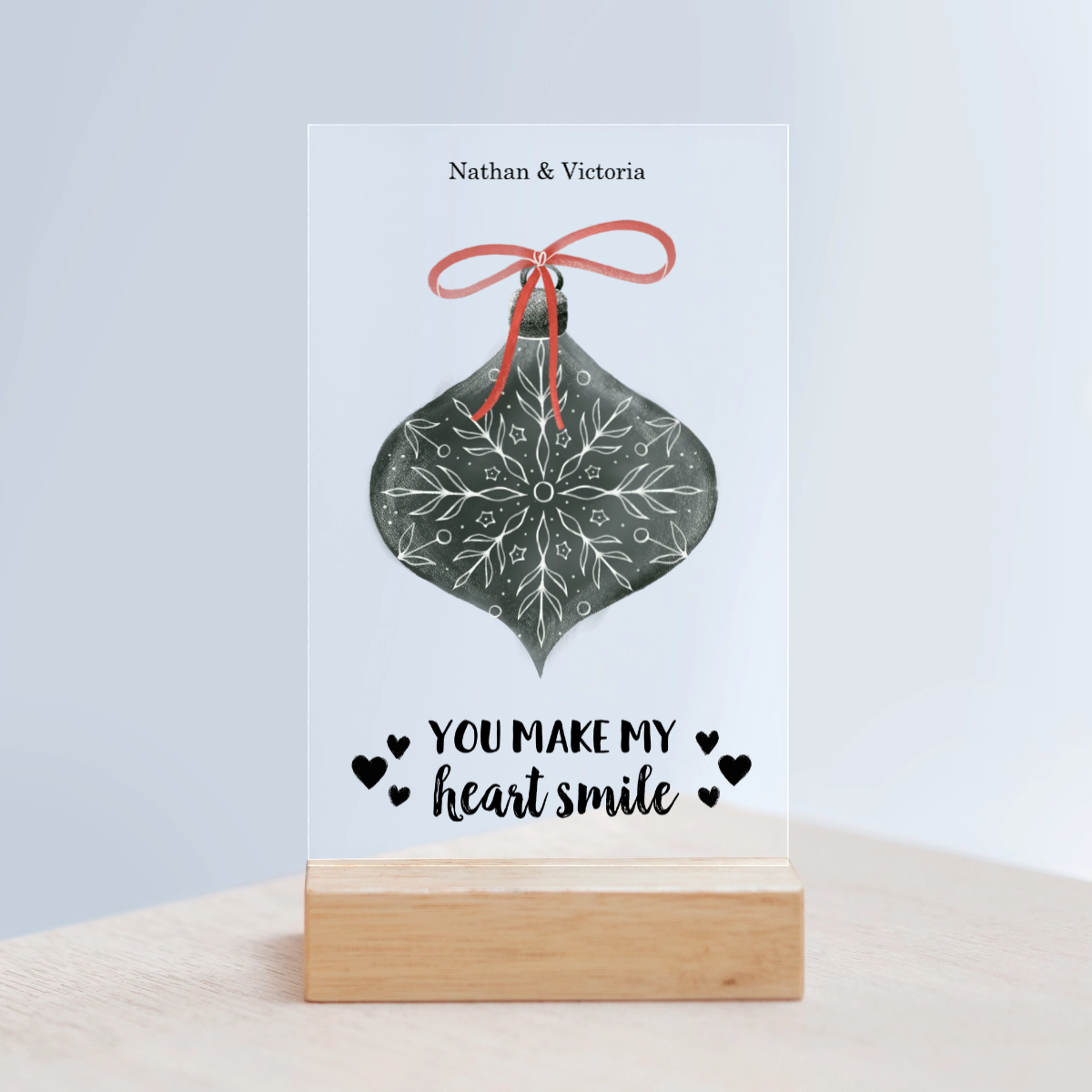 Frohe Weihnachten Acrylschild mit Holzständer