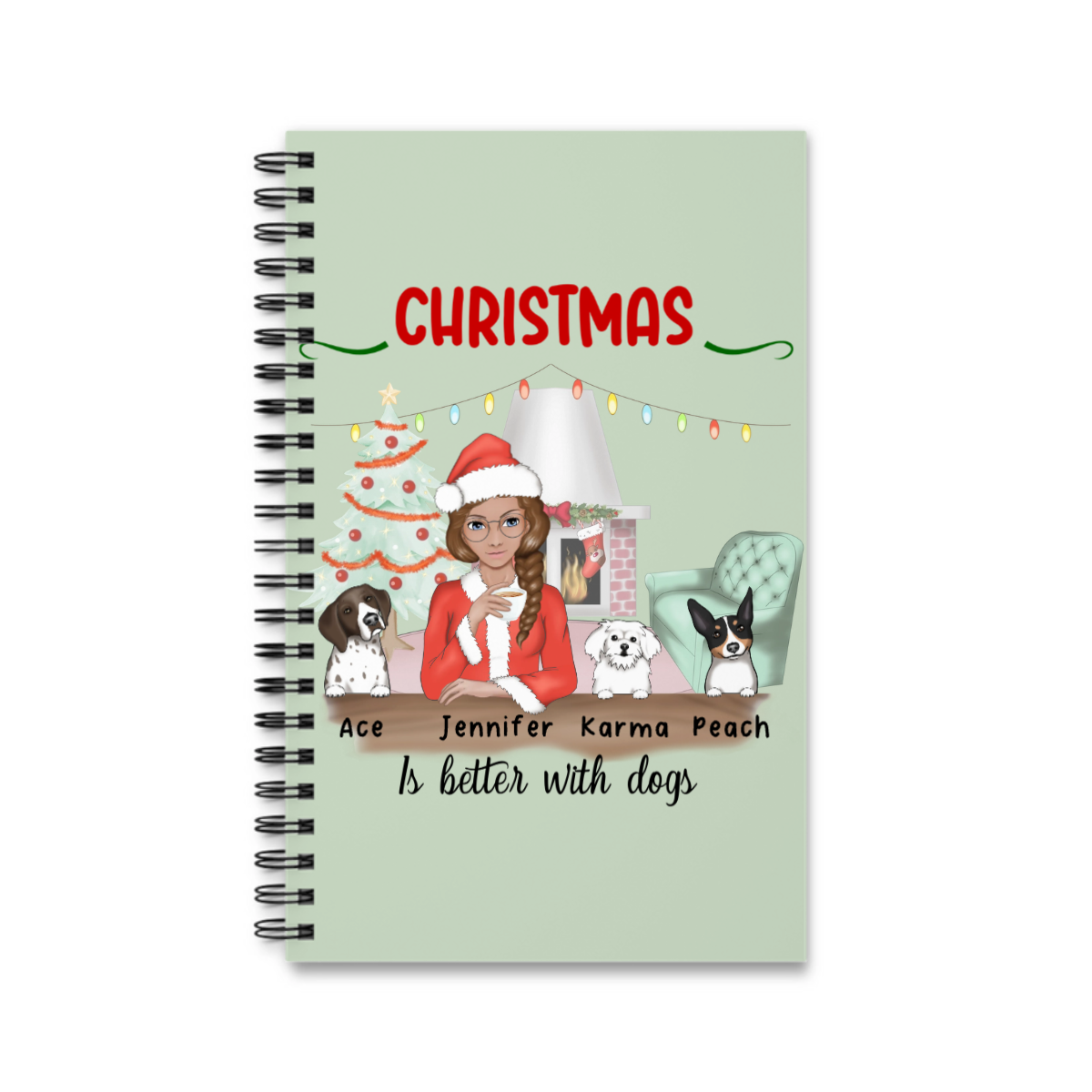 Weihnachten ist schöner mit Hunden Spiralnotizbuch