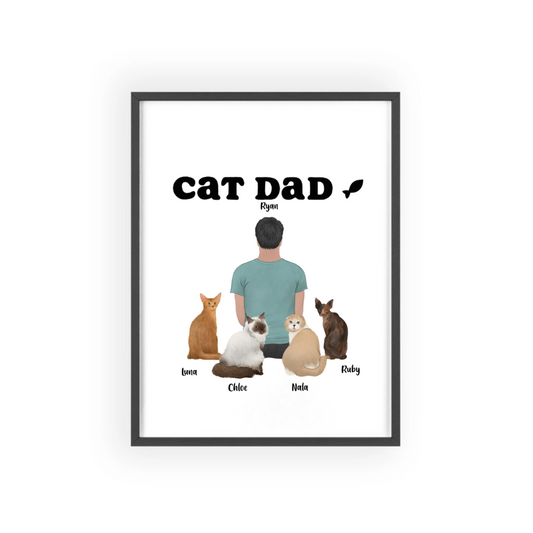 Personalisiertes Katzenpapa Poster mit Holzrahmen