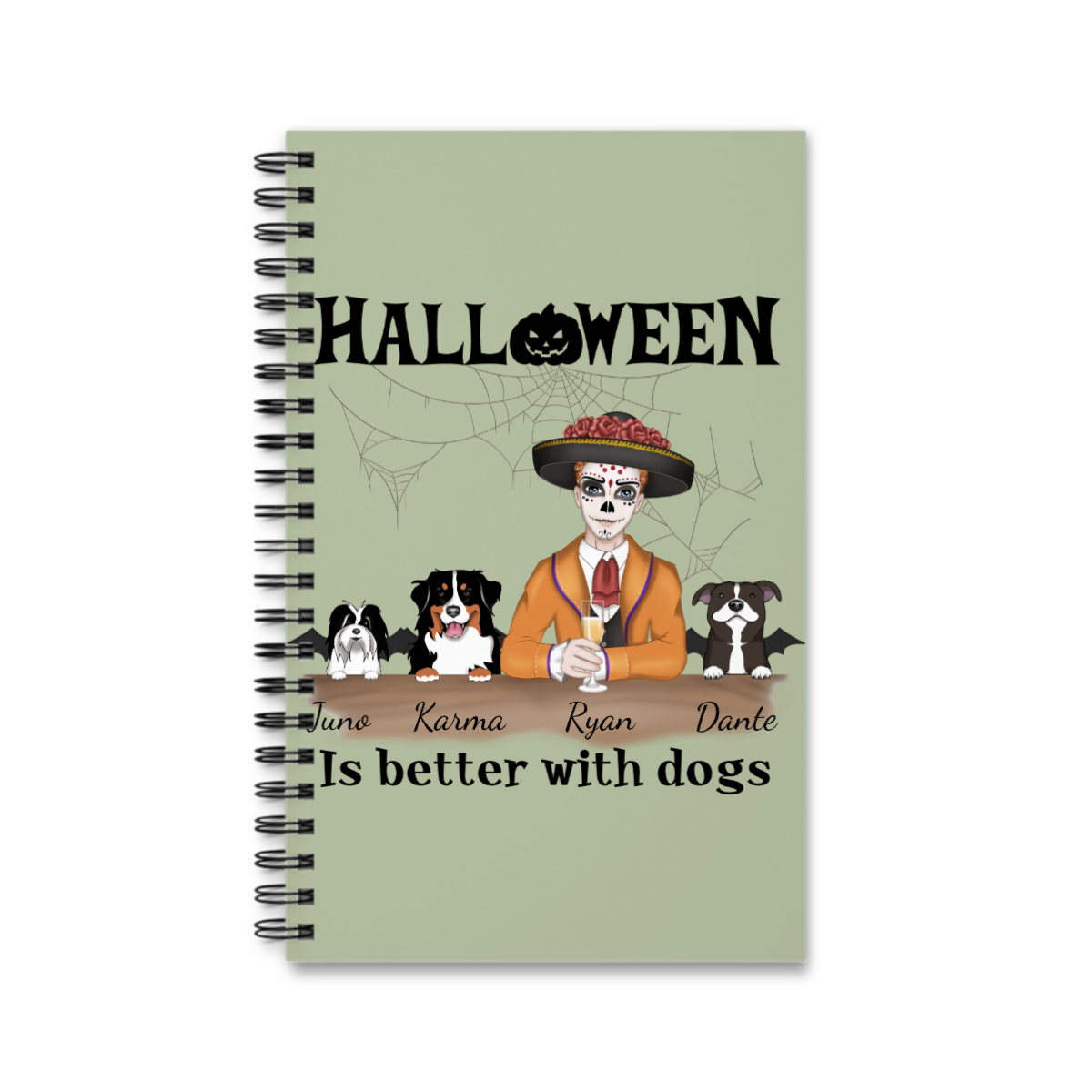 Halloween ist besser mit Hunden Spiralnotizbuch