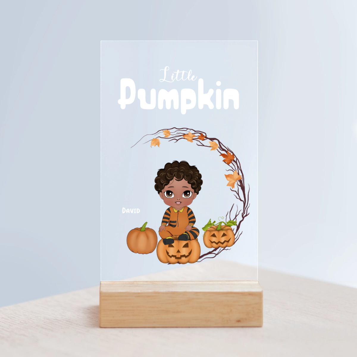 Kleines Monster Halloween Acrylschild mit Holzständer