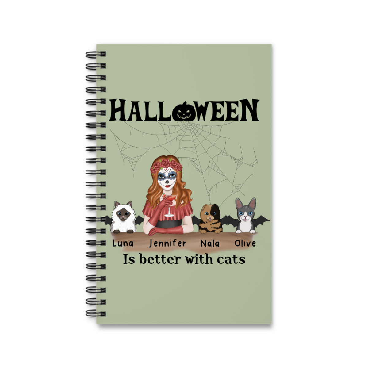 Halloween ist besser mit einem Katzen Spiralnotizbuch