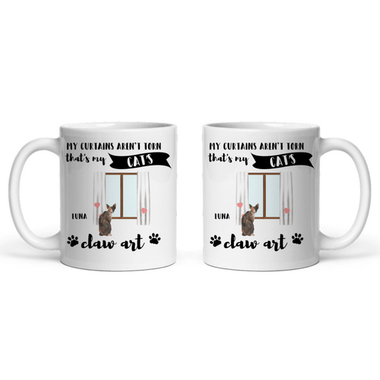 Meine Vorhänge sind nicht zerrissen das ist die Krallenkunst meiner Katze Keramiktasse
