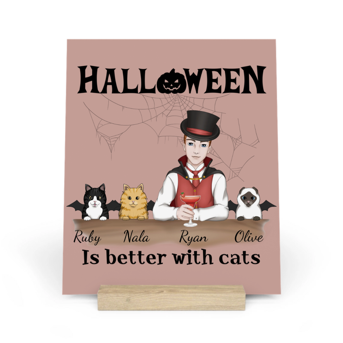 Halloween ist besser mit Katzen Galerietafel mit Ständer