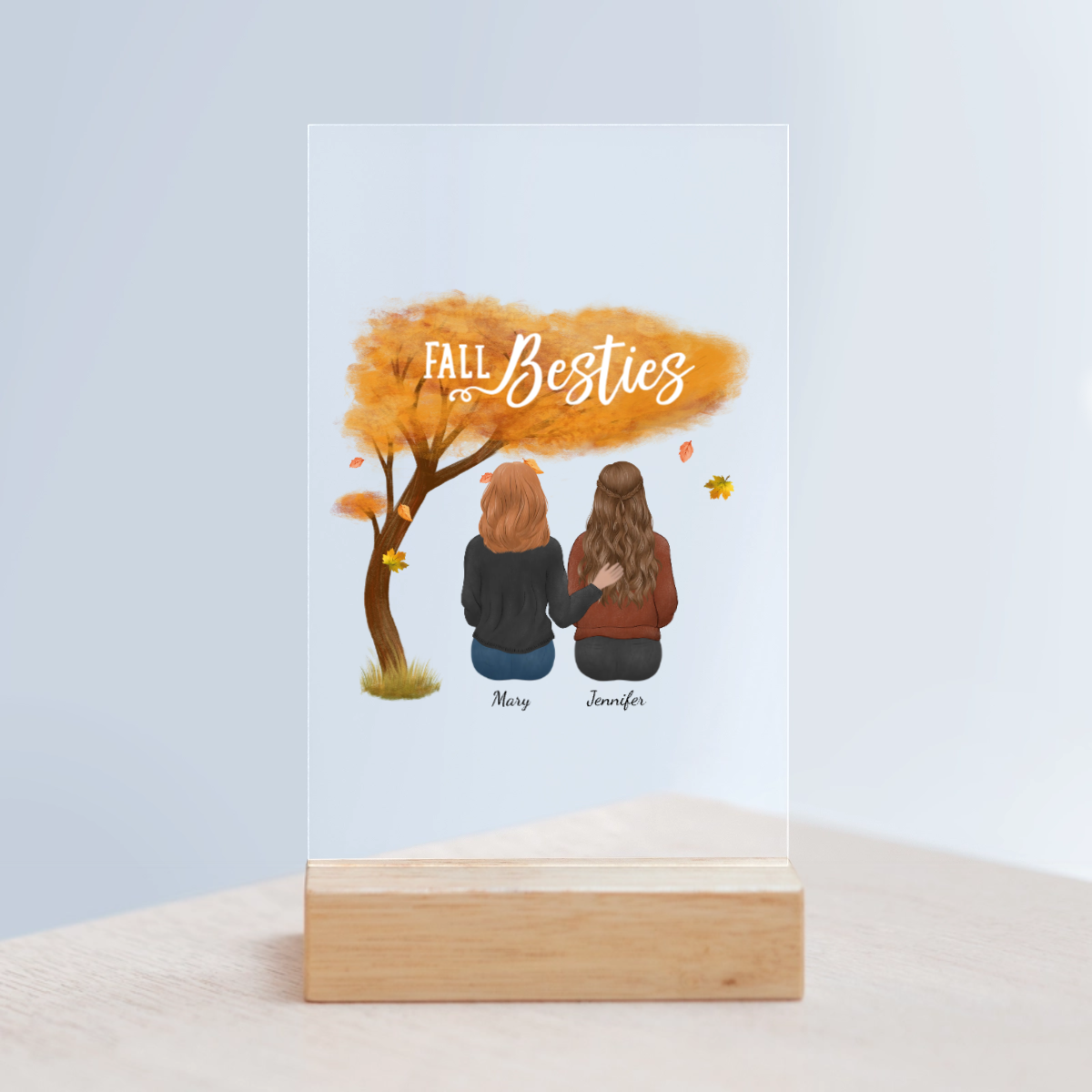 Herbst Besties Acrylschild mit Holzständer
