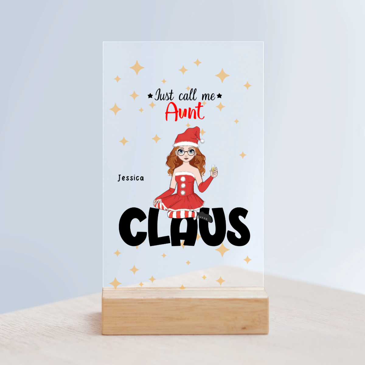 Nenn mich Oma Klaus Weihnacht Acrylschild mit Holzständer