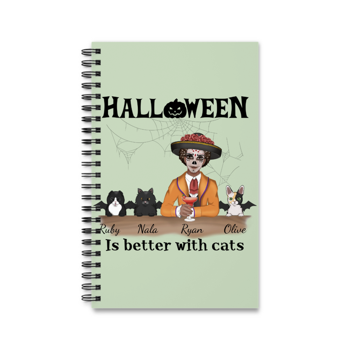Halloween ist besser mit einem Katzen Spiralnotizbuch