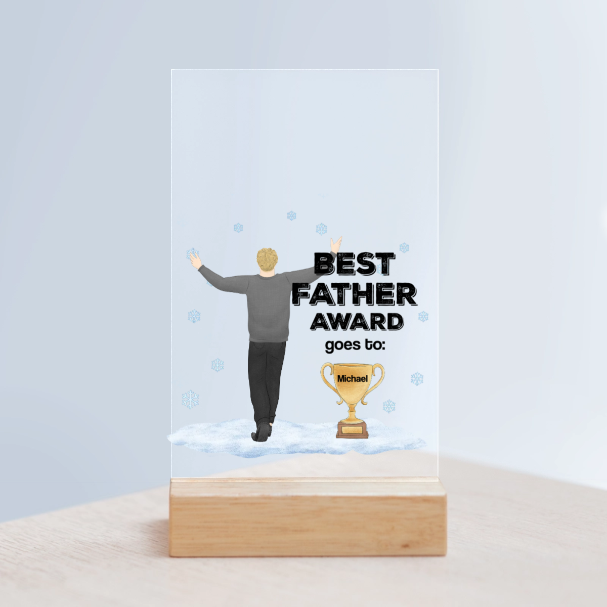 Bester Vater Auszeichnung Weihnacht Acrylschild mit Holzständer
