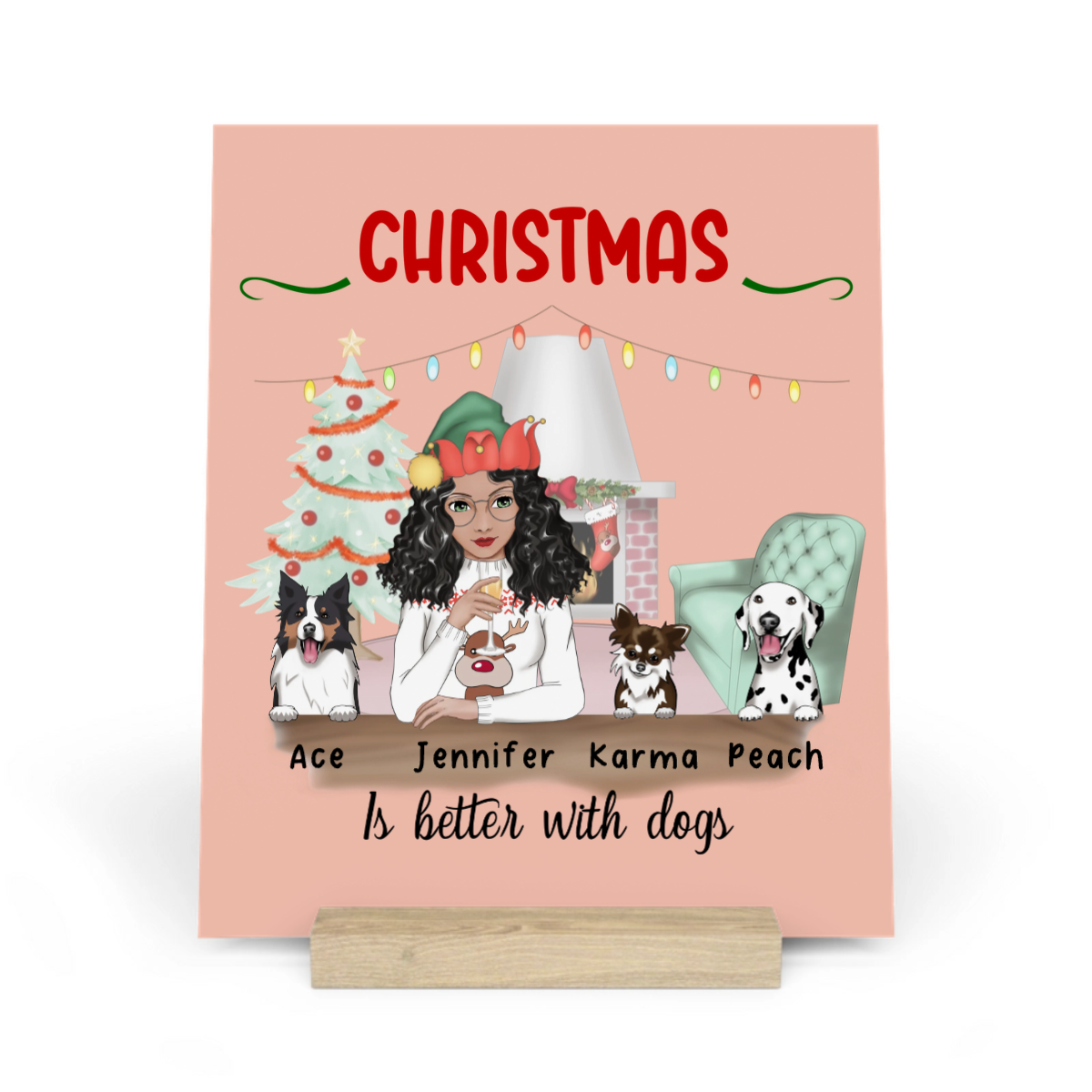 Weihnachten ist schöner mit Hunden Galerietafel mit Ständer