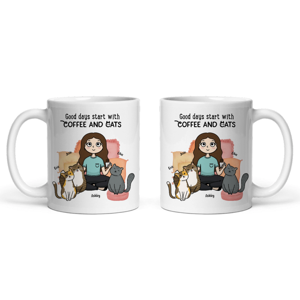 Gute Tage beginnen mit Kaffee und Katzen Keramiktasse