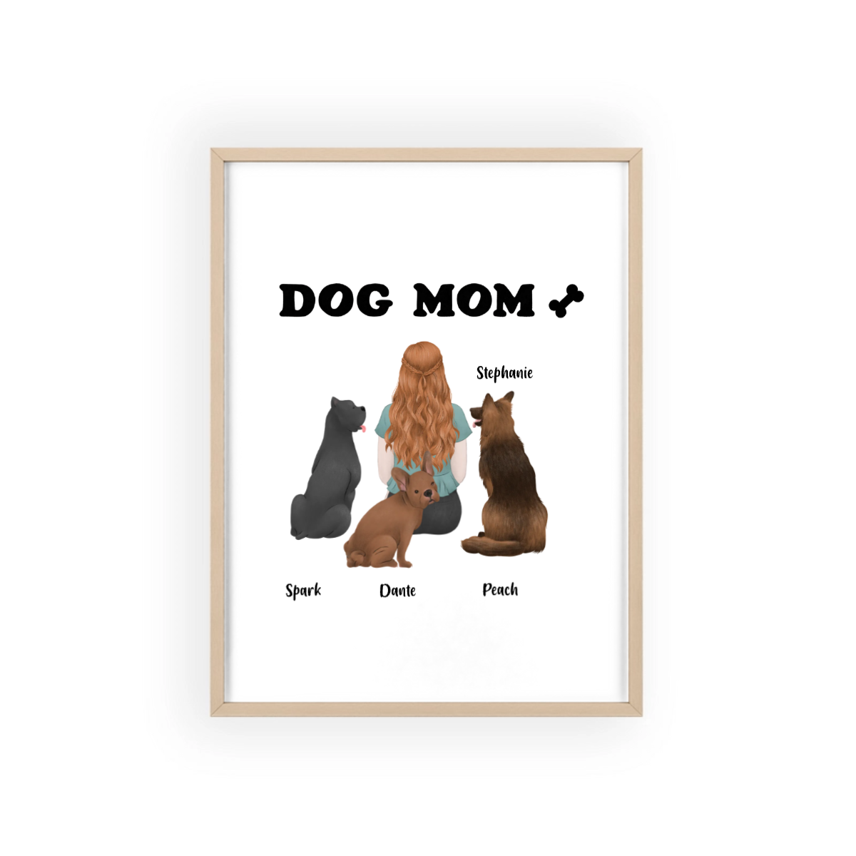 Hundemama Poster mit Holzrahmen