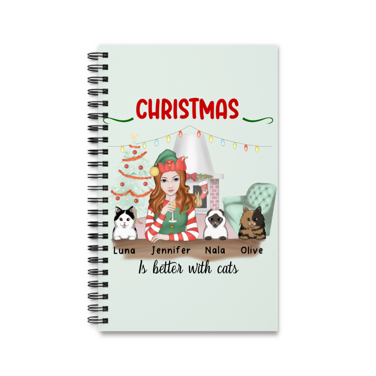 Weihnachten ist schöner mit Katzen Spiralnotizbuch