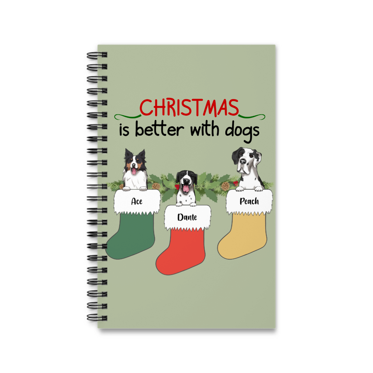 Weihnachten ist schöner mit Hunden Spiralnotizbuch