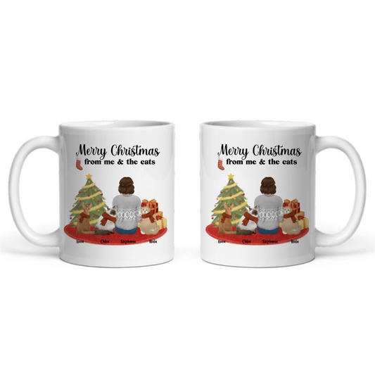 Frohe Weihnachten von mir und den Katzen Keramiktasse
