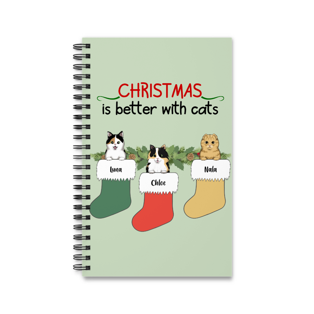 Weihnachten ist schöner mit Katzen Spiralnotizbuch