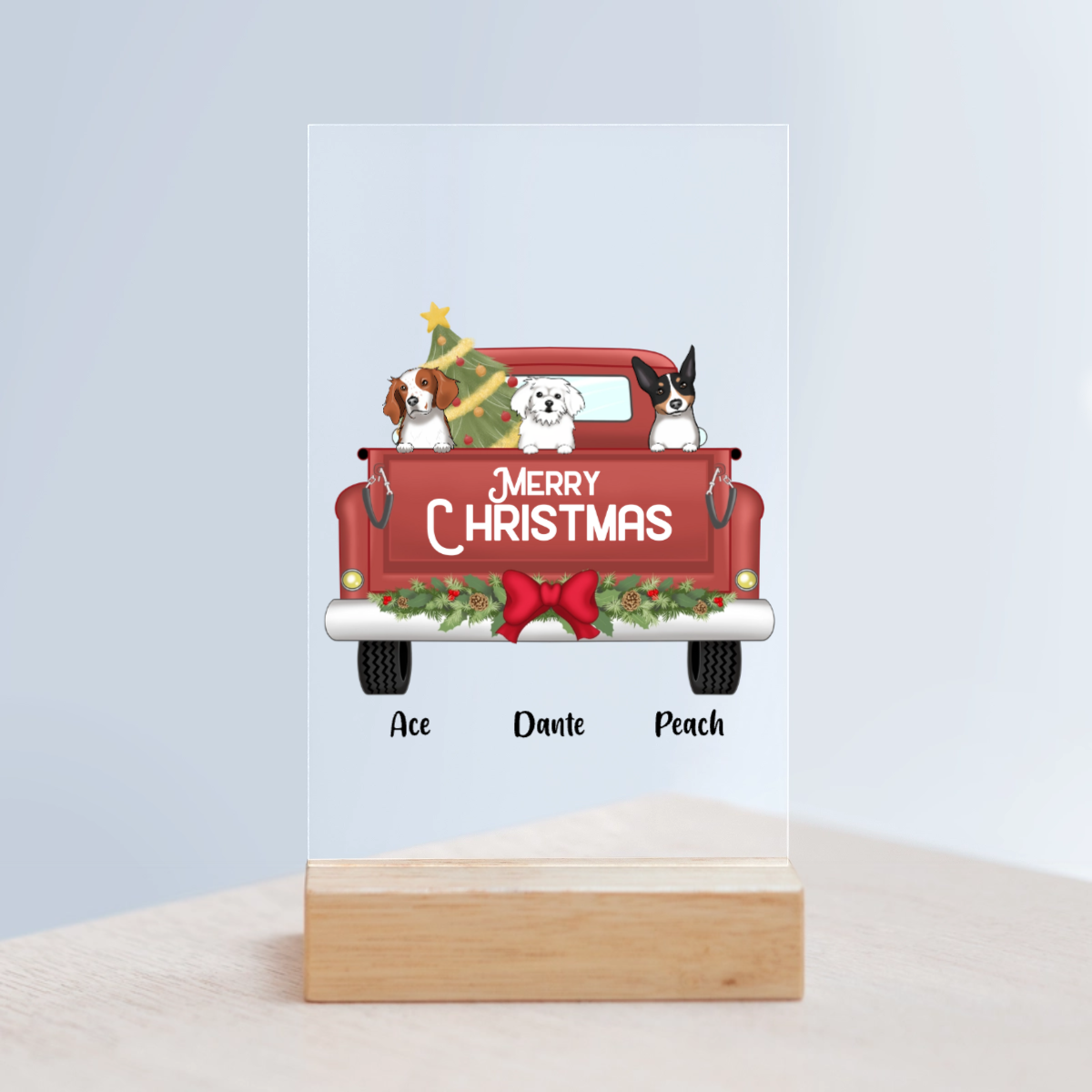 Frohe Weihnachten Acrylschild mit Holzständer