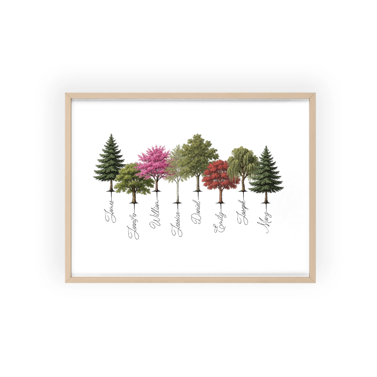 Personalisiertes Baumposter mit Holzrahmen