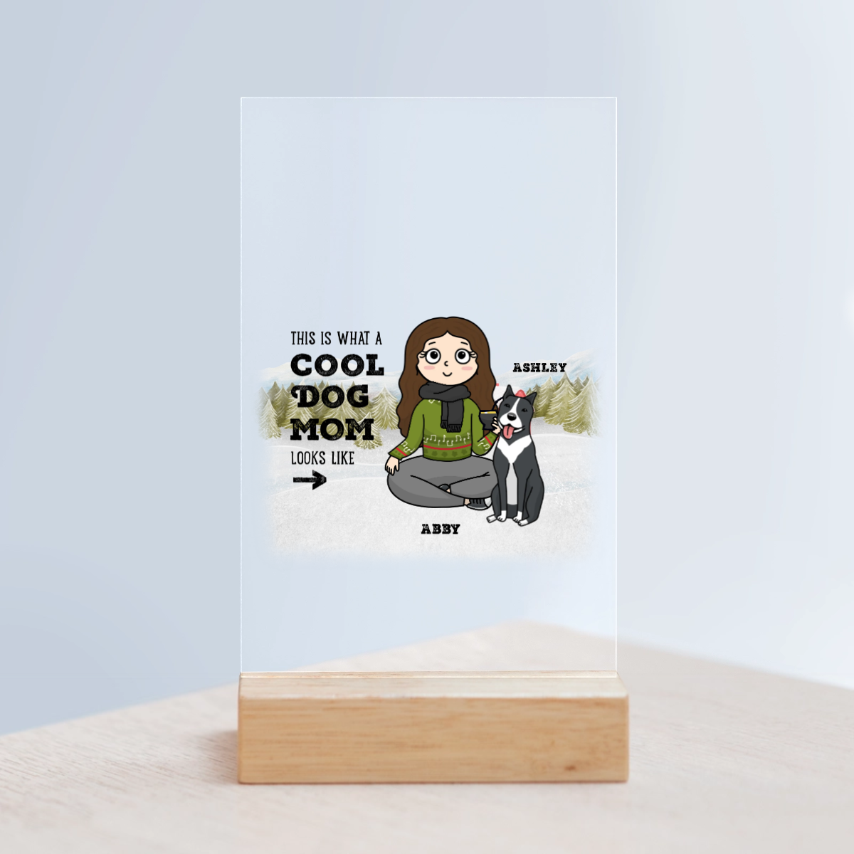 Coole Haustiermama Weihnacht Acrylschild mit Holzständer