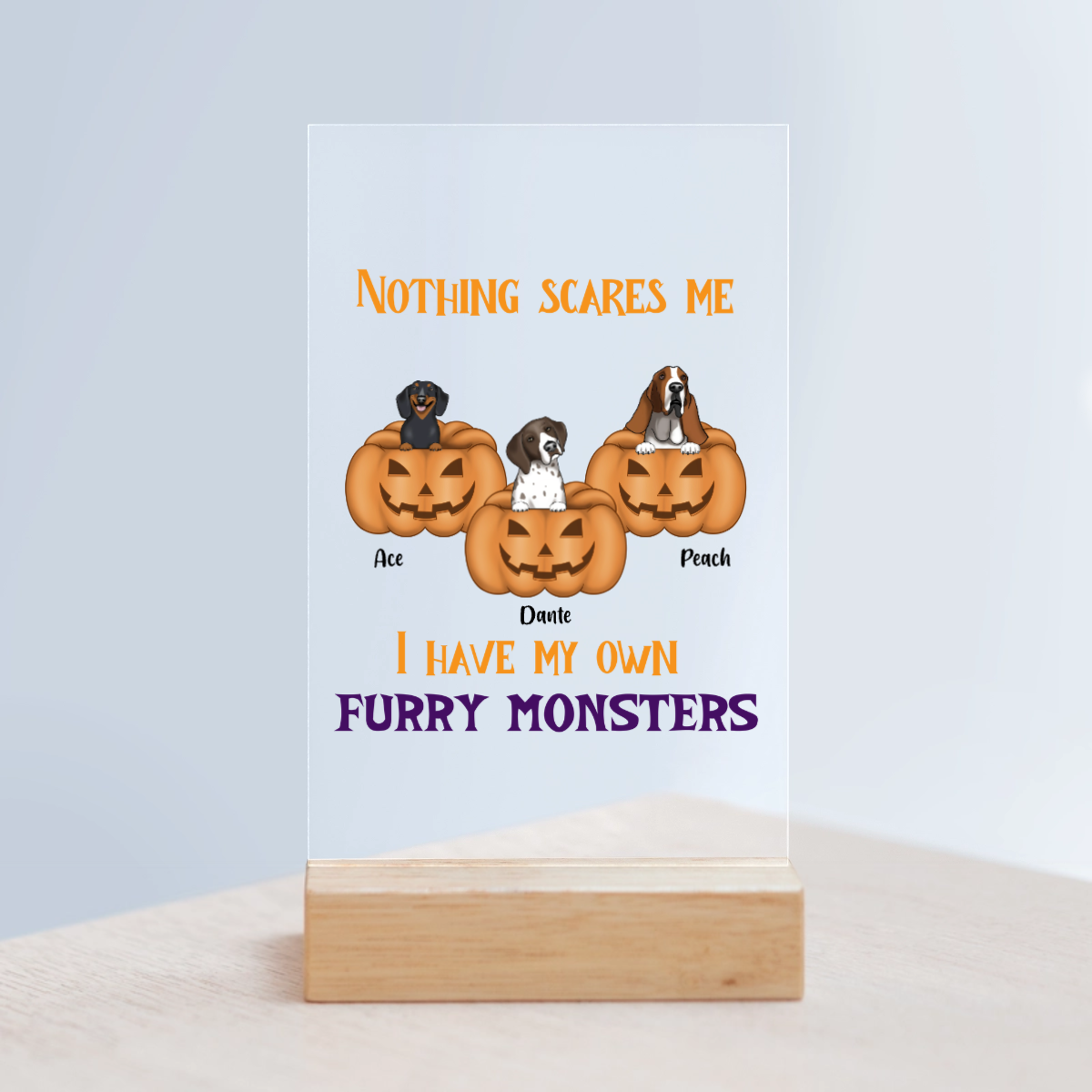 Nichts macht mir Angst Halloween Acrylschild mit Holzständer