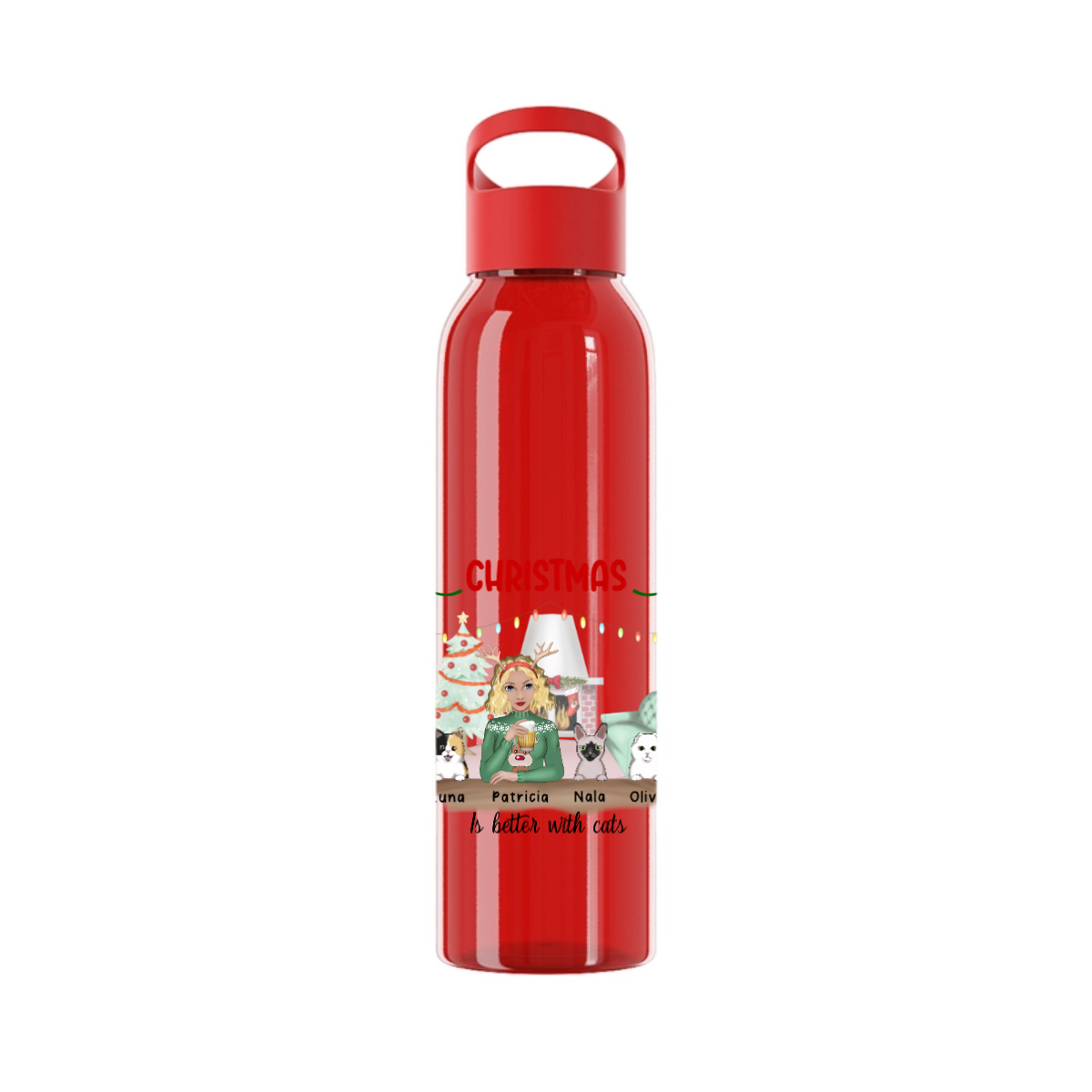 Weihnachten ist schöner mit Katzen Wasserflasche 650 ml