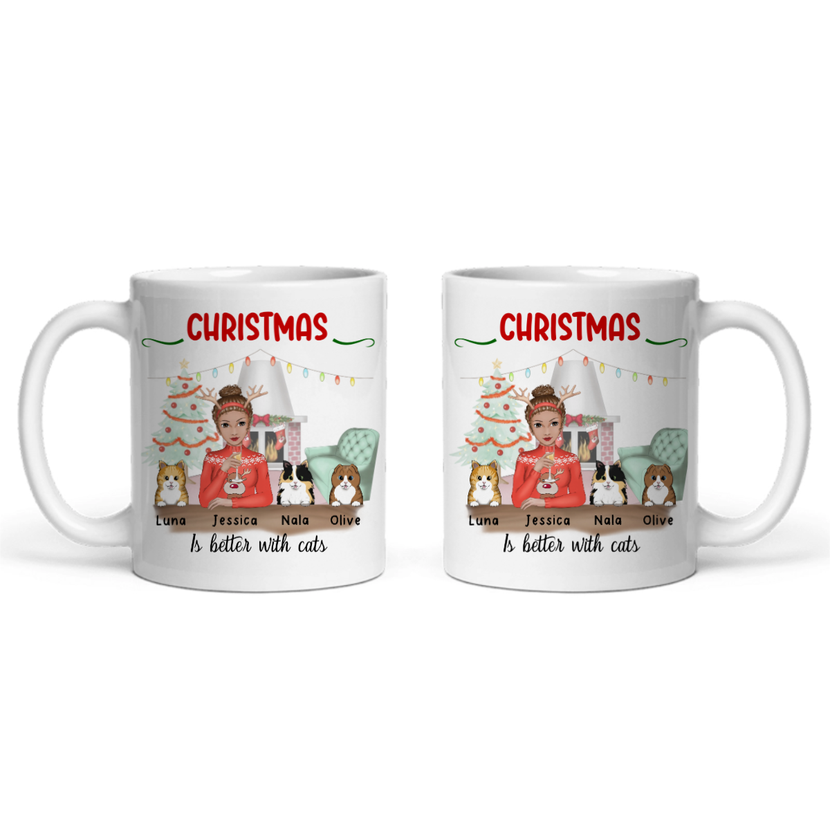 Weihnachten ist schöner mit Katzen Keramiktasse