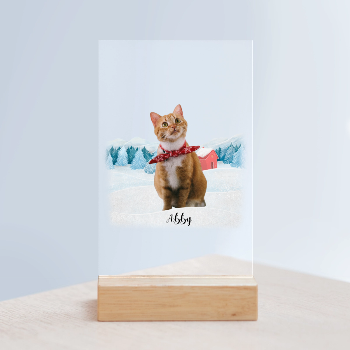 Weihnachten mit meinem Haustier Acrylschild mit Holzständer