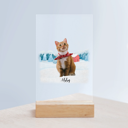 Weihnachten mit meinem Haustier Acrylschild mit Holzständer