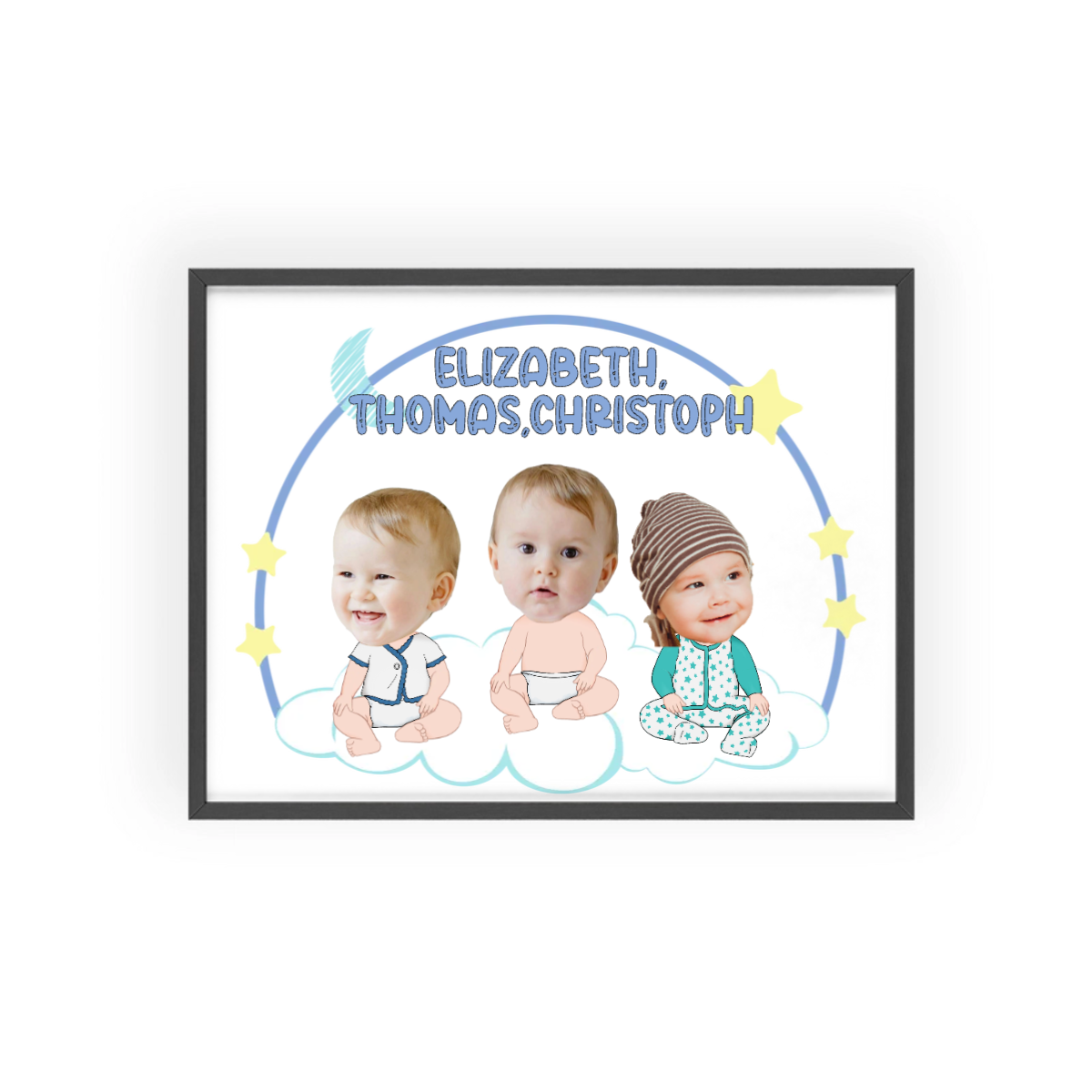 Babygesicht Ausschnitt Poster mit Holzrahmen