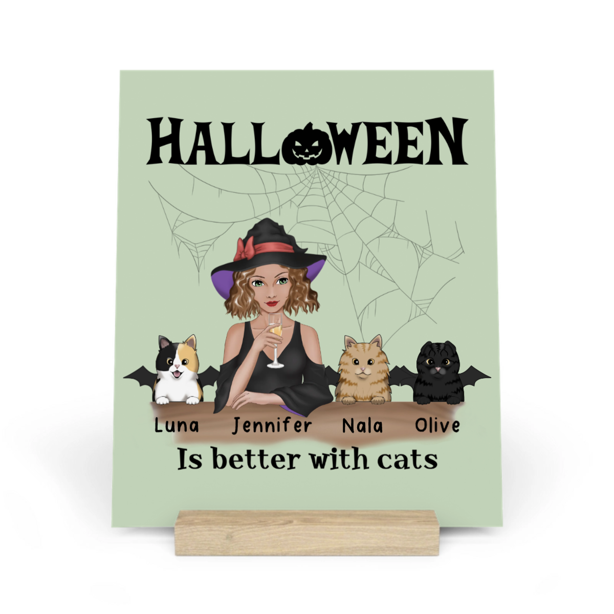 Halloween ist besser mit Katzen Galerietafel mit Ständer