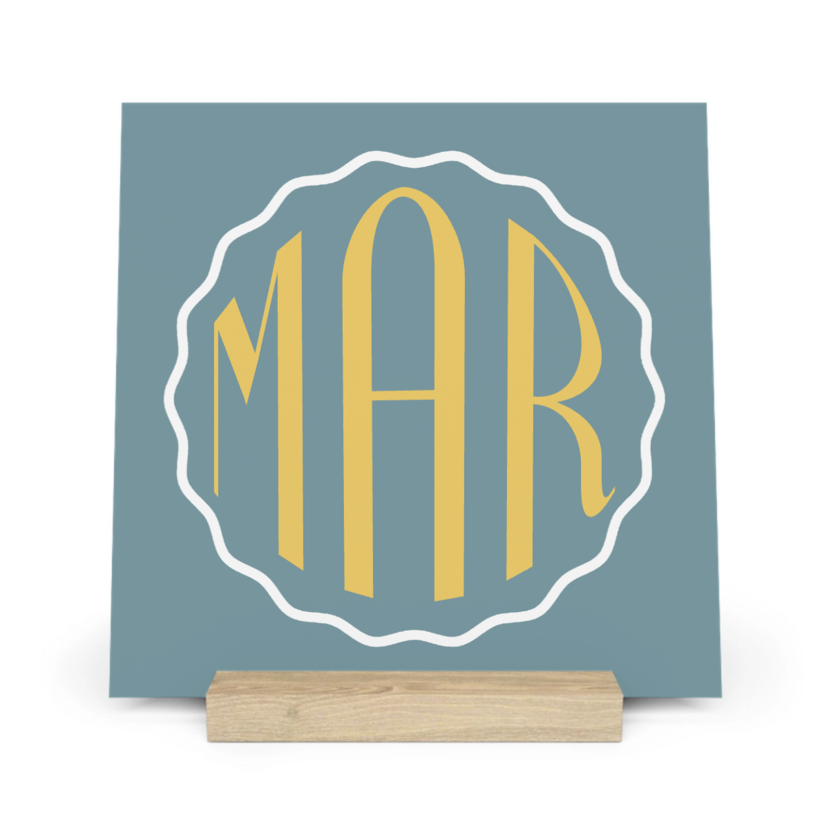 Kreisförmiges Monogramm Galerietafel mit Ständer