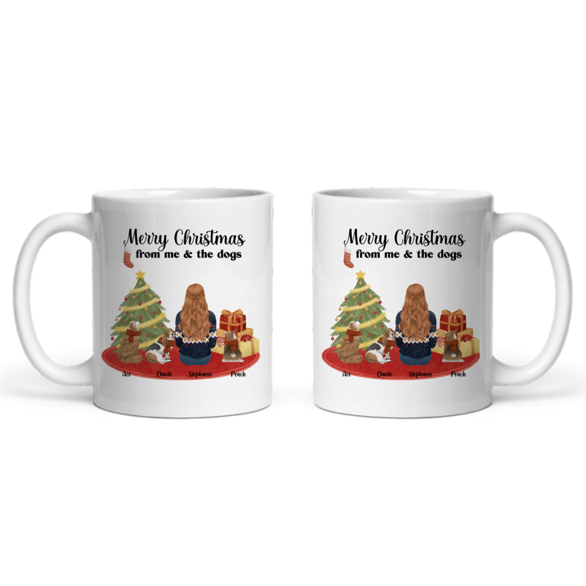 Frohe Weihnachten von mir und den Hunden Keramiktasse