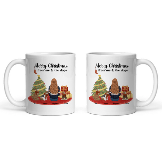 Frohe Weihnachten von mir und den Hunden Keramiktasse
