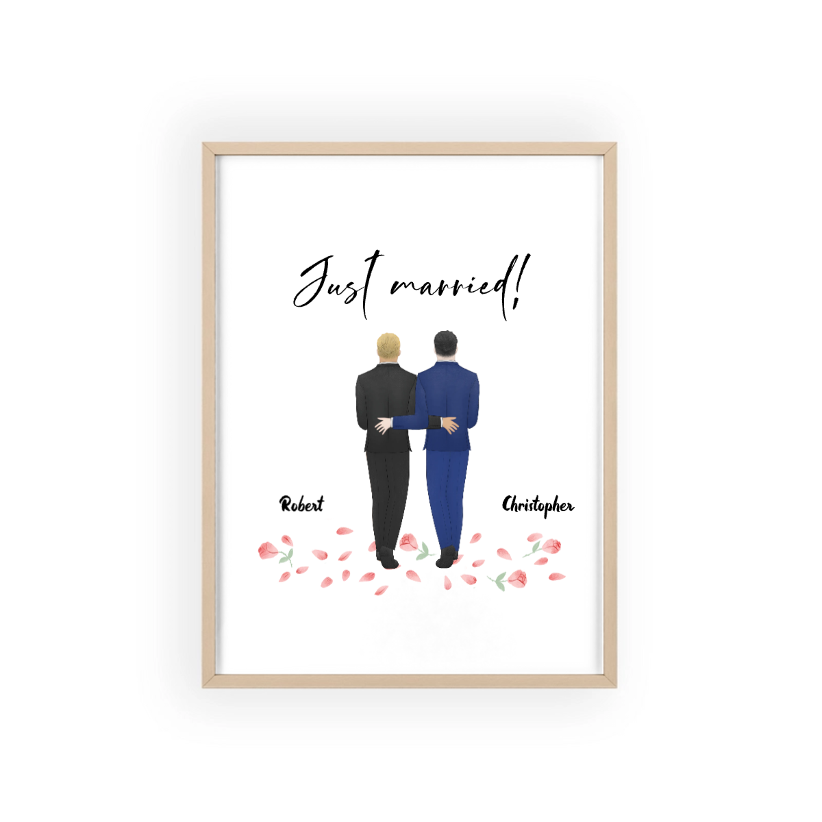 Frisch verheiratet Poster mit Holzrahmen