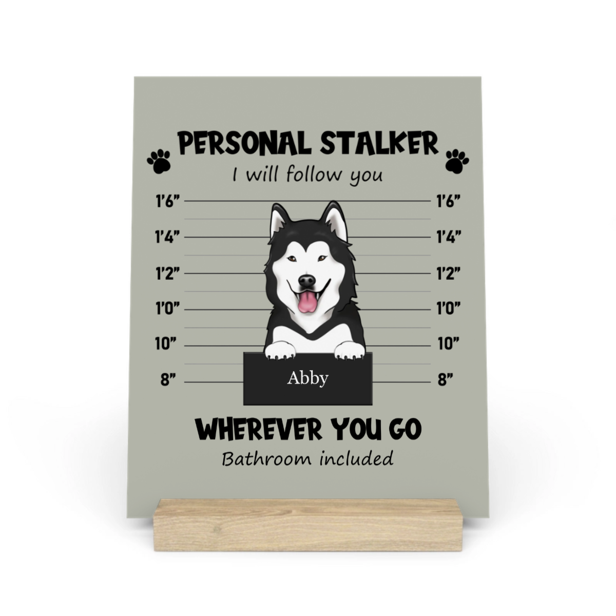 Persönliche Stalker Galerietafel mit Ständer