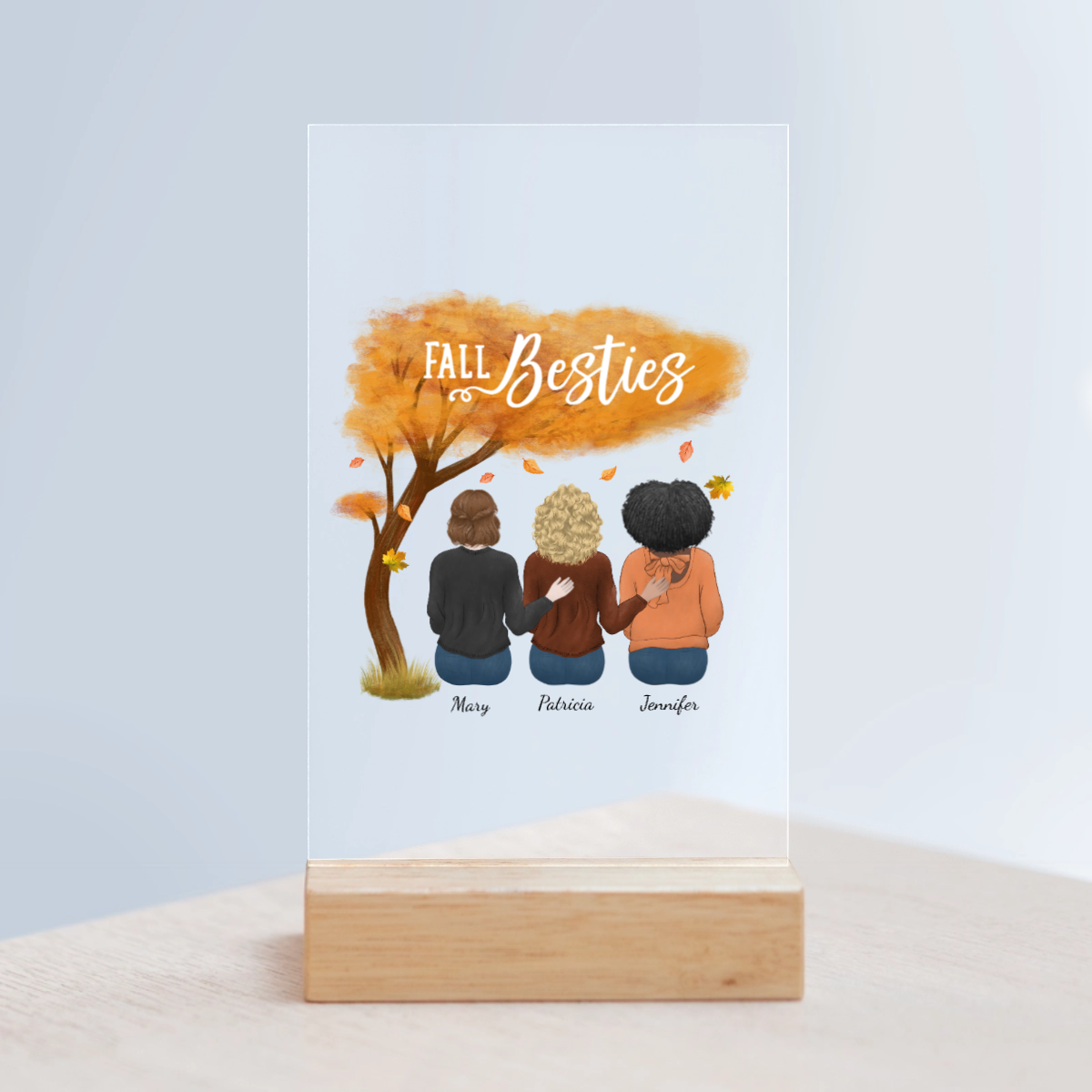 Herbst Besties Acrylschild mit Holzständer