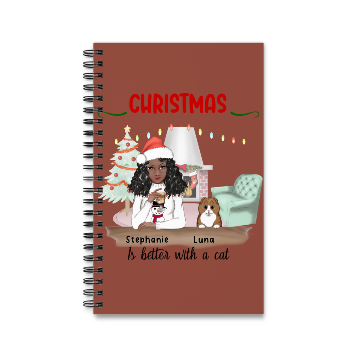 Weihnachten ist schöner mit Katzen Spiralnotizbuch