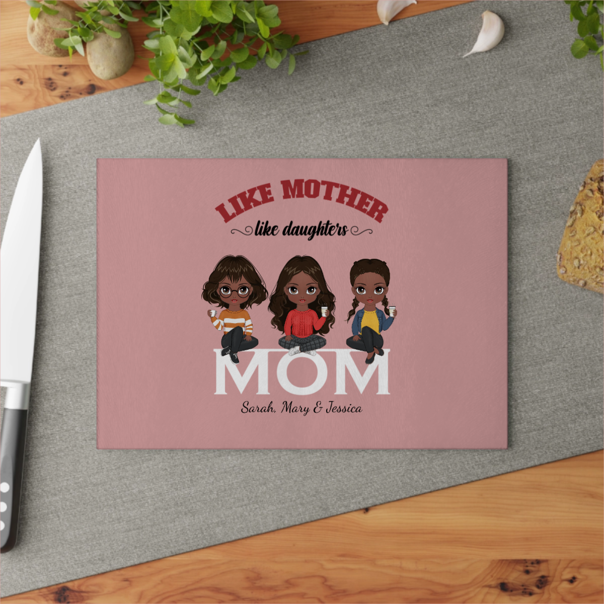 Wie die Mutter, so die Tochter Glasschneidebrett