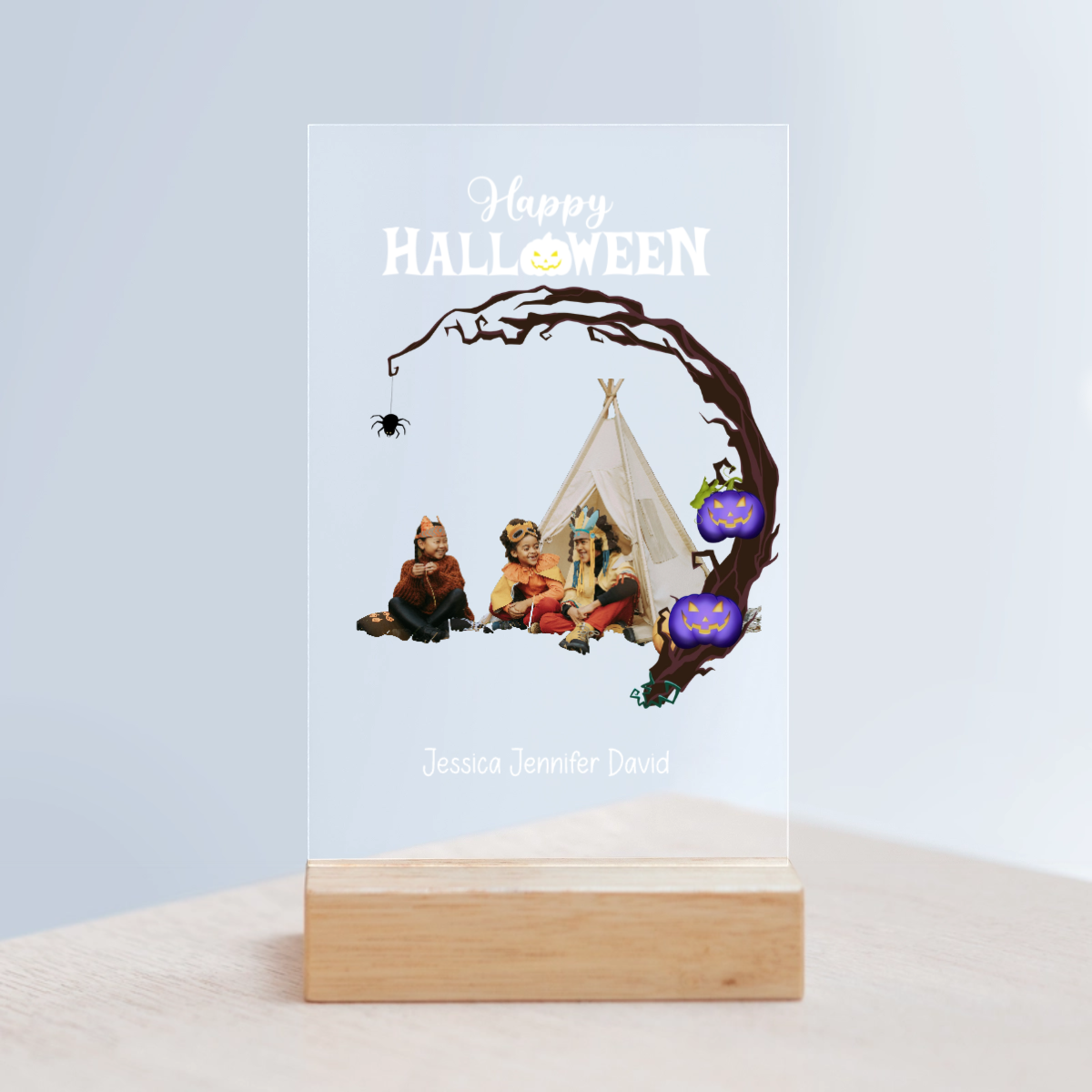 Fröhliches Halloween Acrylschild mit Holzständer