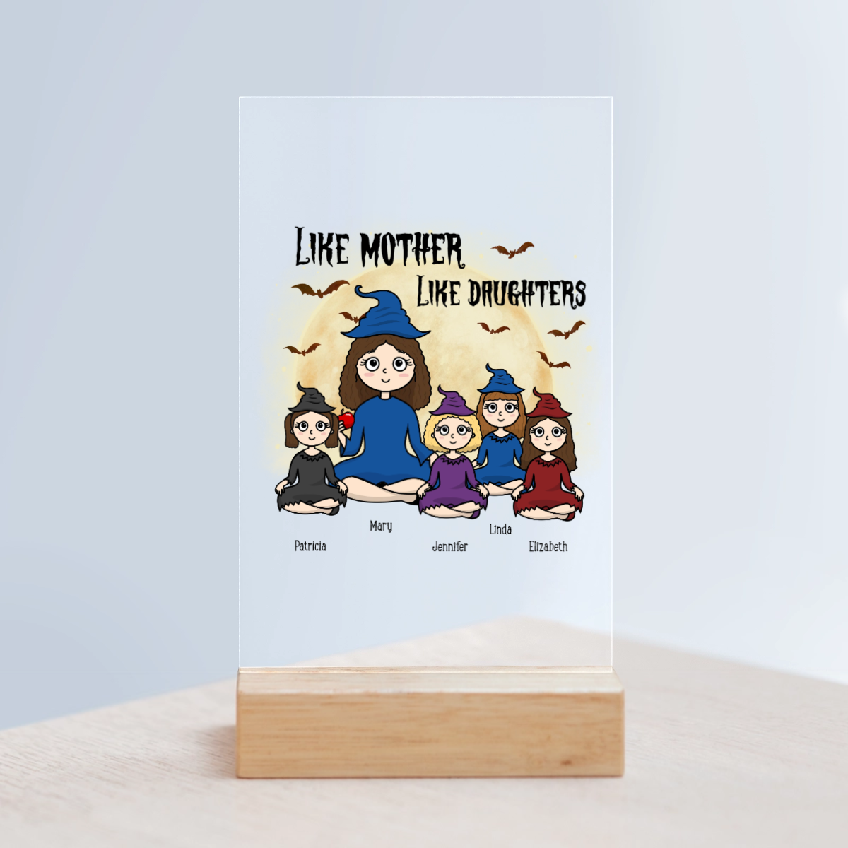Wie die Mutter, so die Tochter Halloween Acrylschild mit Holzständer