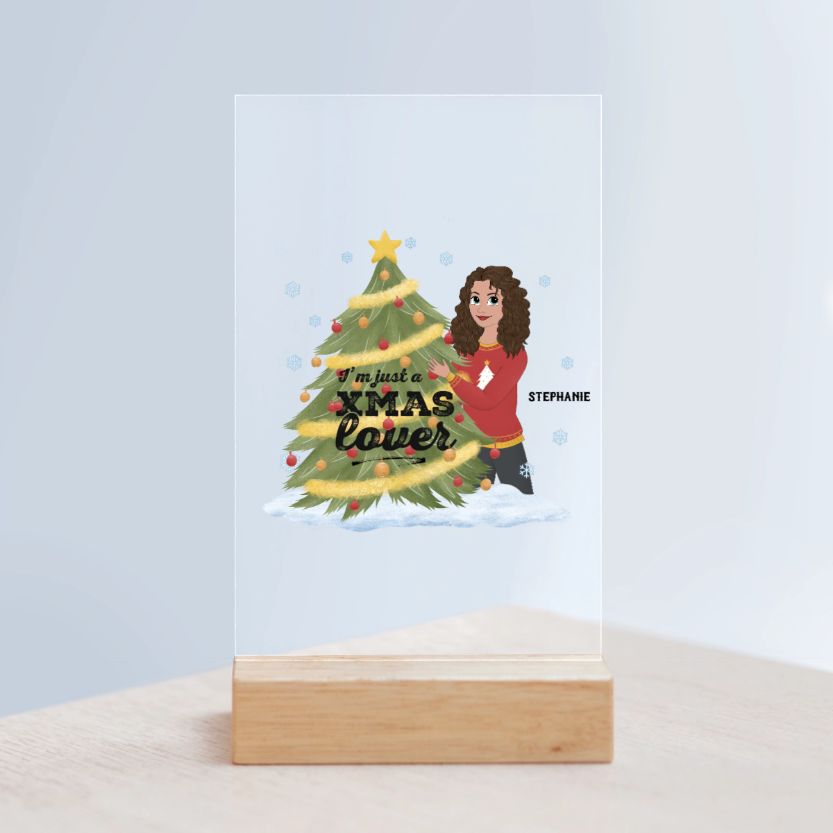 Christmas lover Weihnacht Acrylschild mit Holzständer