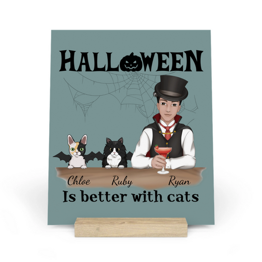 Halloween ist besser mit Katzen Galerietafel mit Ständer